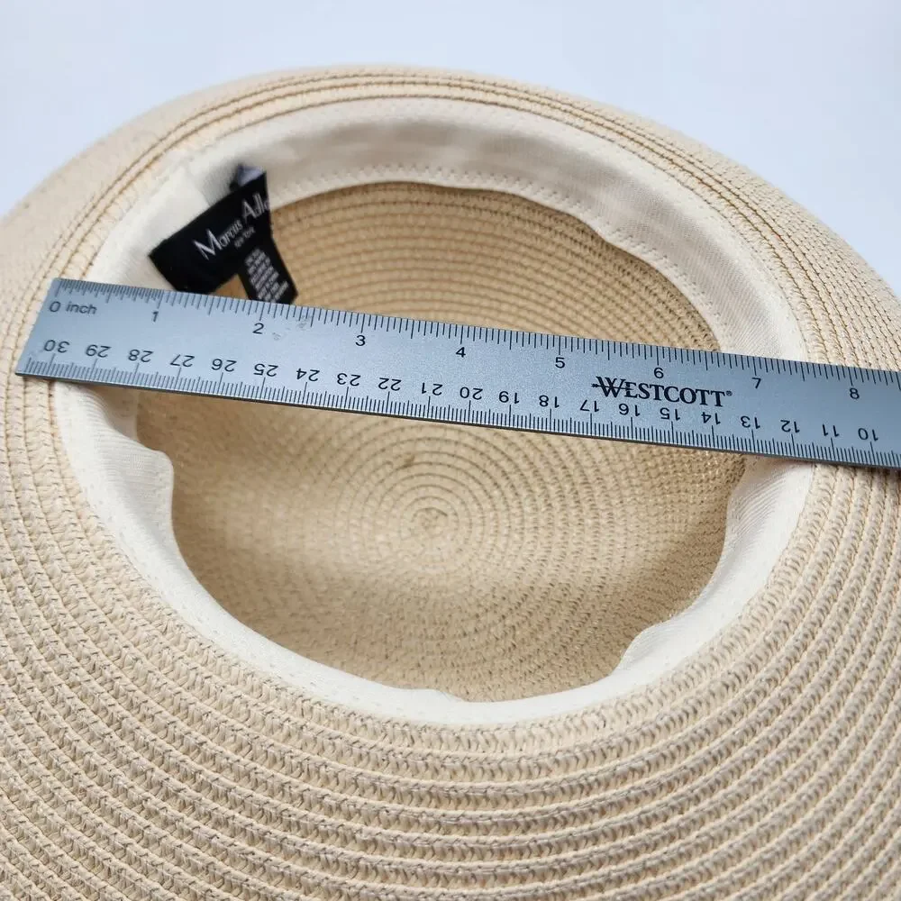 Marcus Adler Womens Straw Hat Short Brim Floral Tie Round Top Vacation Beach
